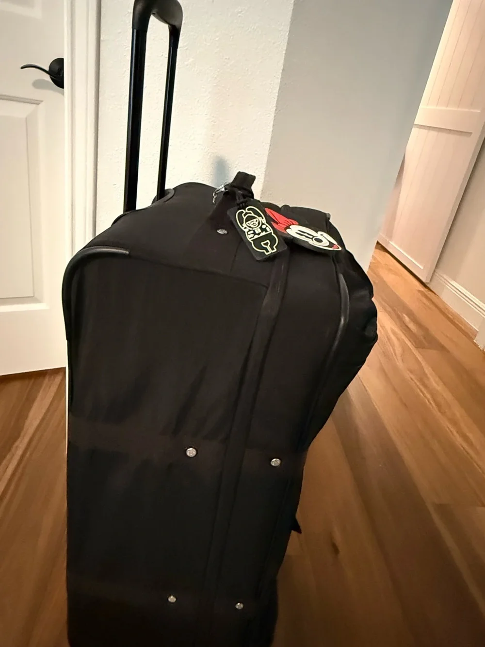 Black Rolling Travel Duffel Bag - Kipling-Inspired